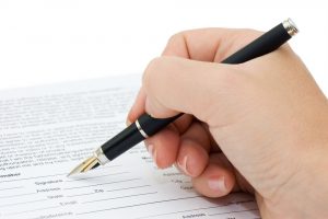 signing form